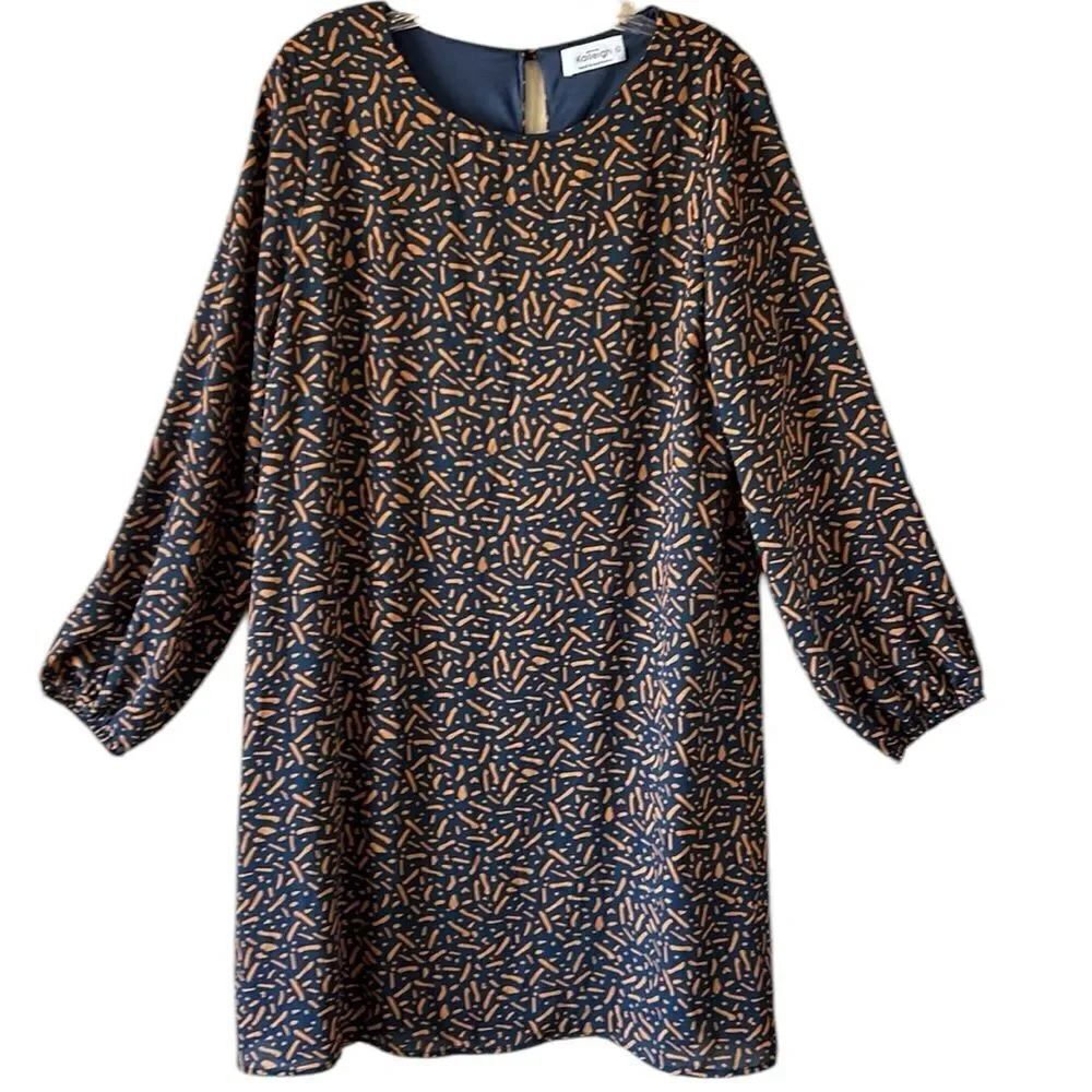 NEW Kaileigh Navy Blue And Orange Dress